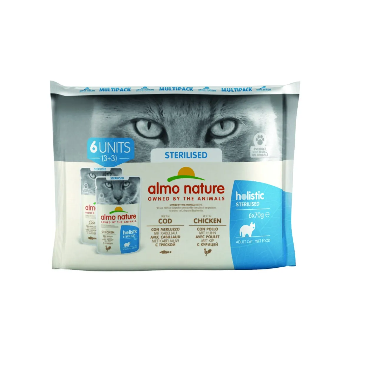 Almo nature Almo Holistic Sterilised Multipack 6 x 70 g au cabillaud et poulet