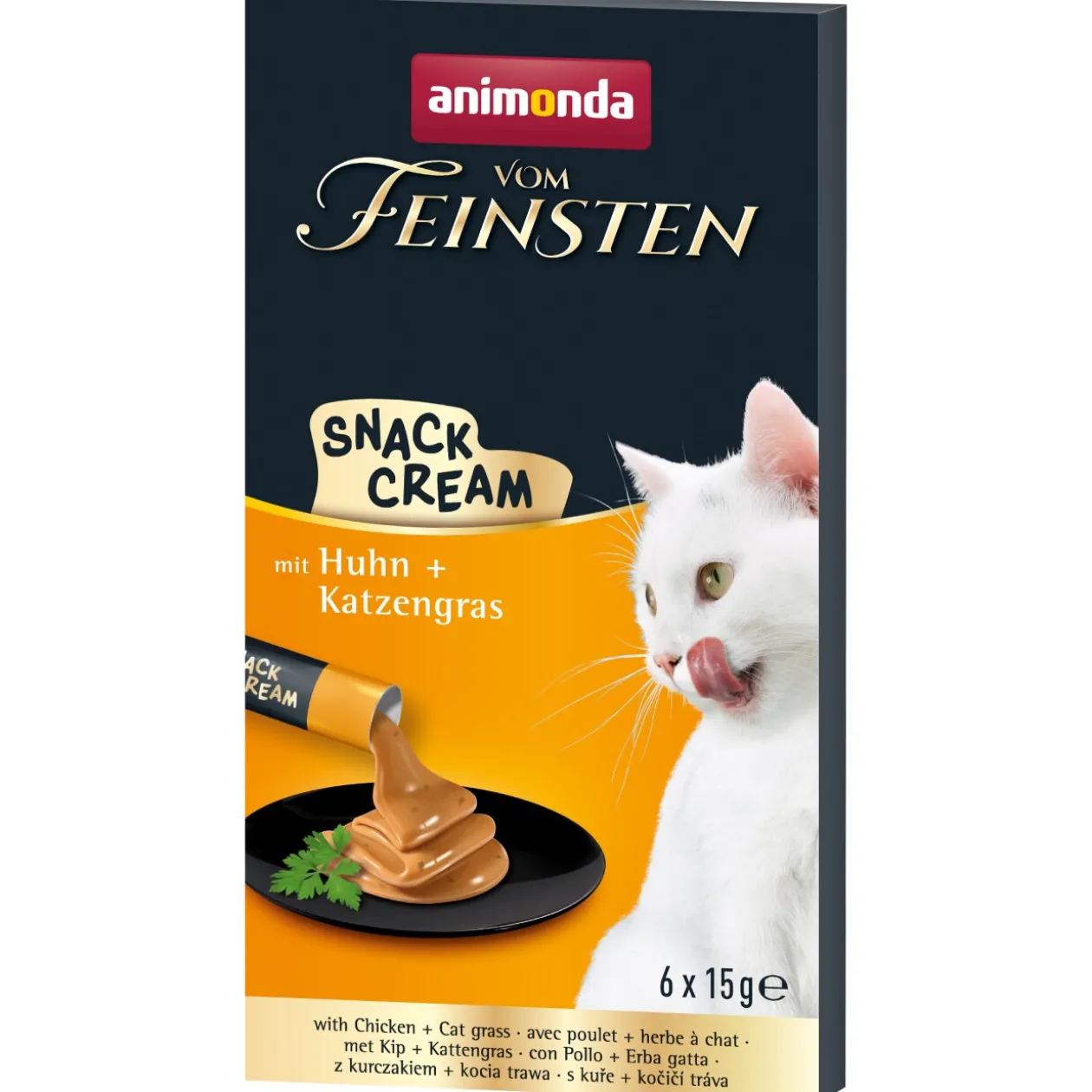 animonda Vom Feinsten Adult Snack-Cream 11 x 6 x 15 g Poulet et herbe aux chats