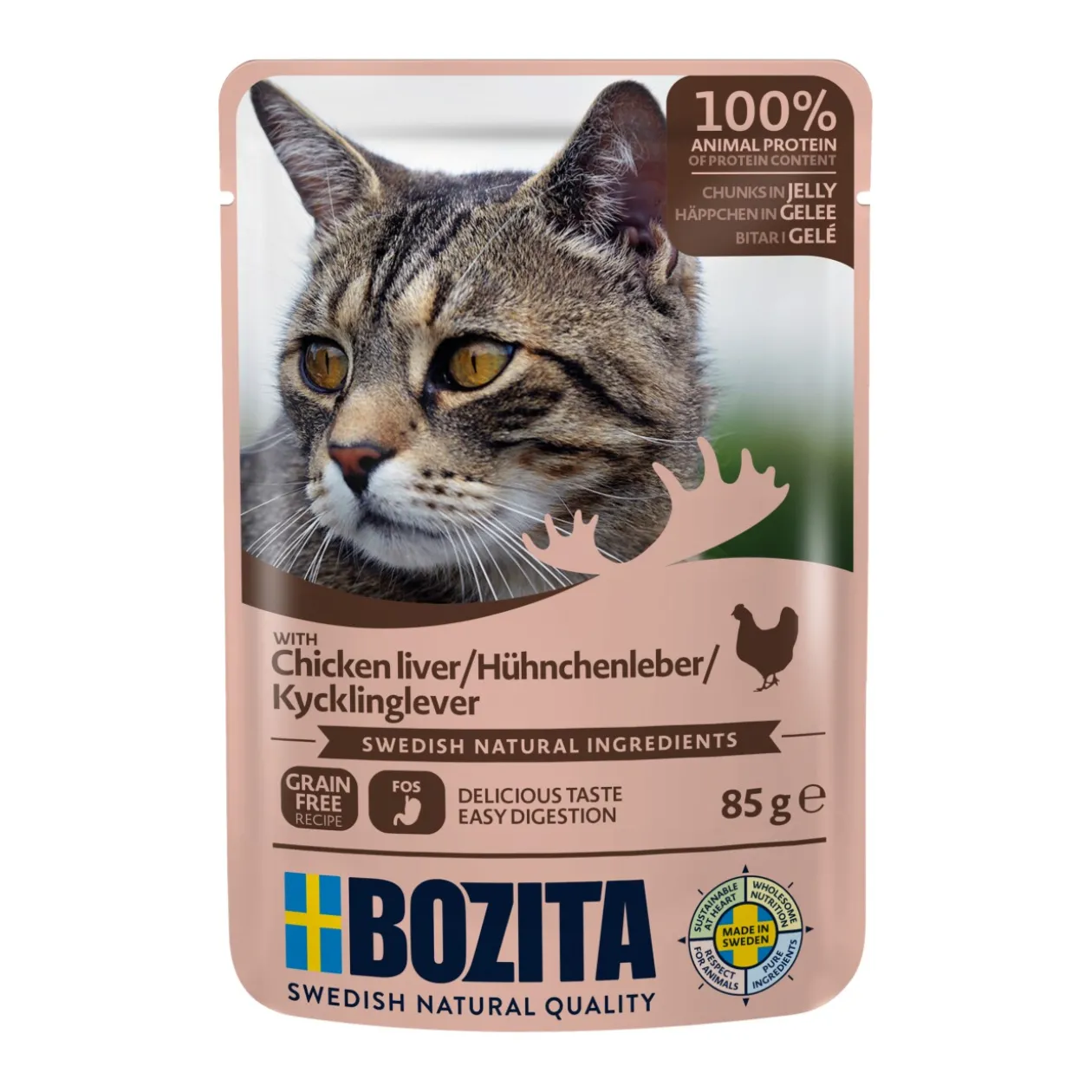 BOZITA Bouchées en gelée 12 x 85 g Foie de poulet