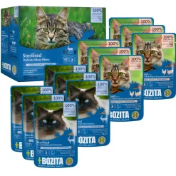 BOZITA Nourriture humide pour chat Sterilised bouchée en sauce à la viande Multibox 12 x 85 g
