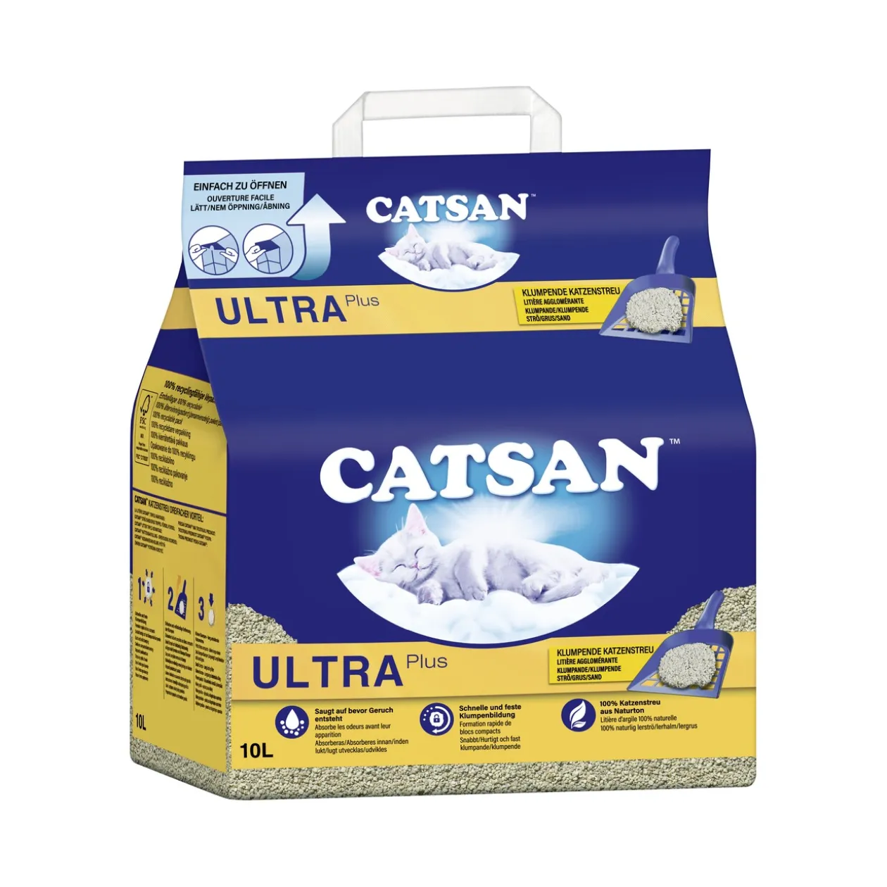 CATSAN Litière agglomérante Ultra plus 10 l