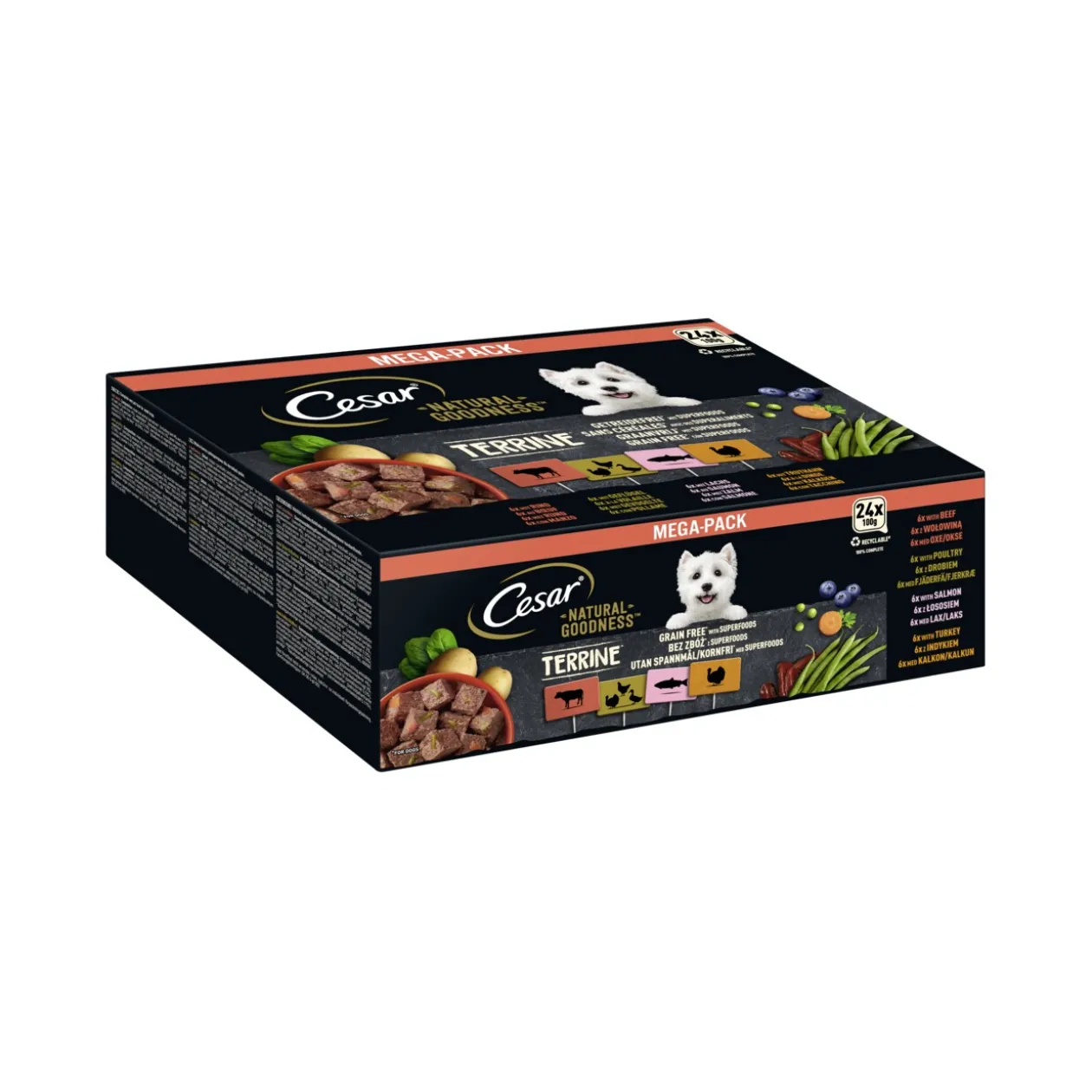 Cesar NATURAL GOODNESS Mega-Pack Terrine 4 variétés 24 x 100 g