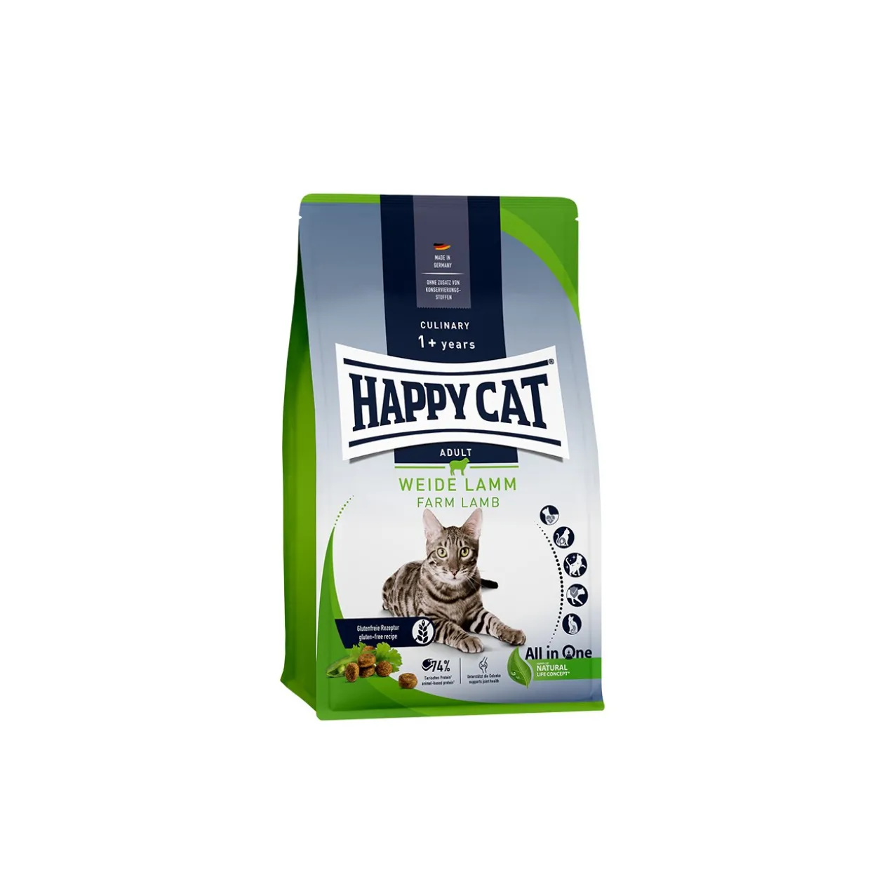 HAPPY CAT Culinary Croquettes pour Chat Adulte, Agneau des Prés 300 g