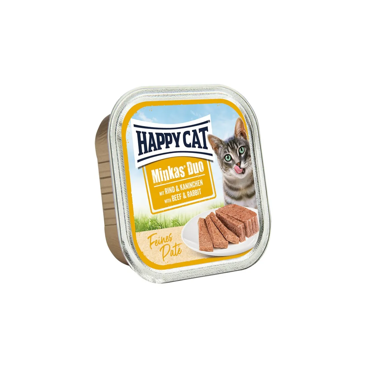 HAPPY CAT Minkas Duo Nourriture humide pour chat adulte, Bœuf & Lapin, Pâté 16x100 g