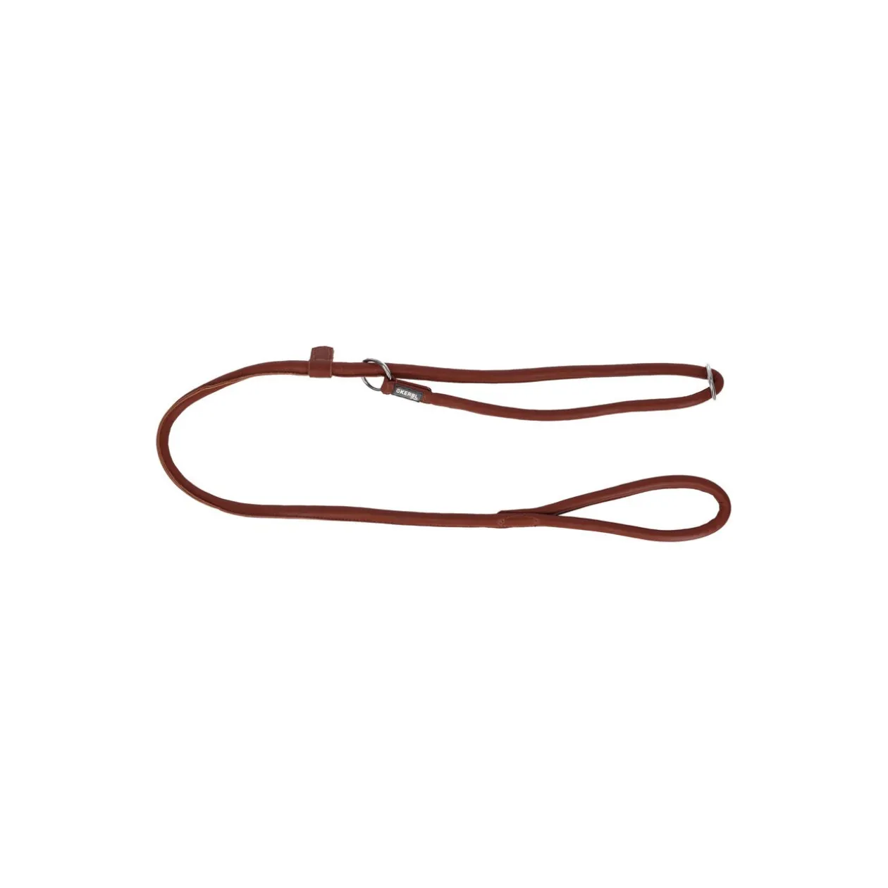 Kerbl Laisse à enrouleur en cuir rond de Roman cognac 170 cm, 8 mm