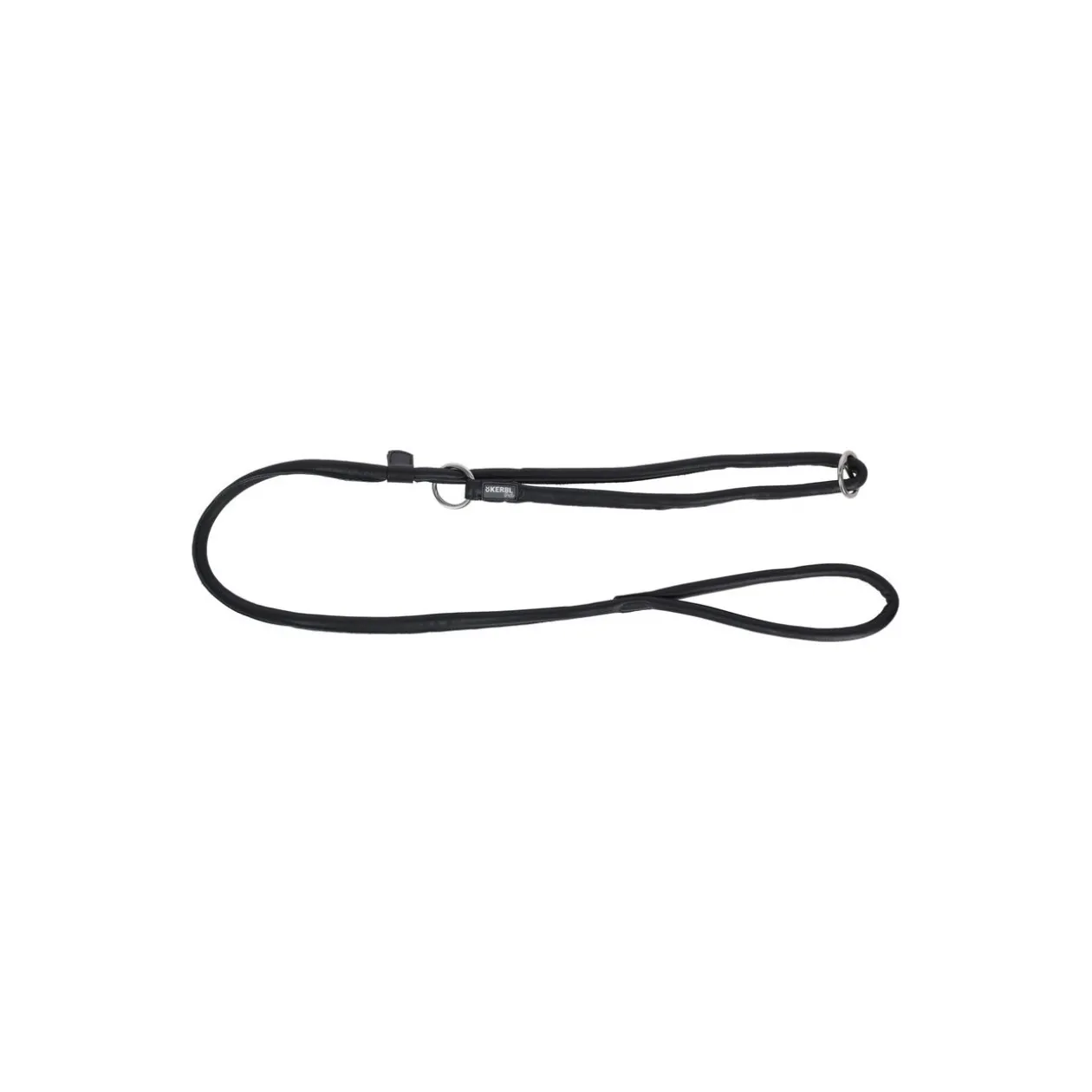 Kerbl Laisse à enrouleur en cuir ronde , Roma noire 170 cm, 8 mm