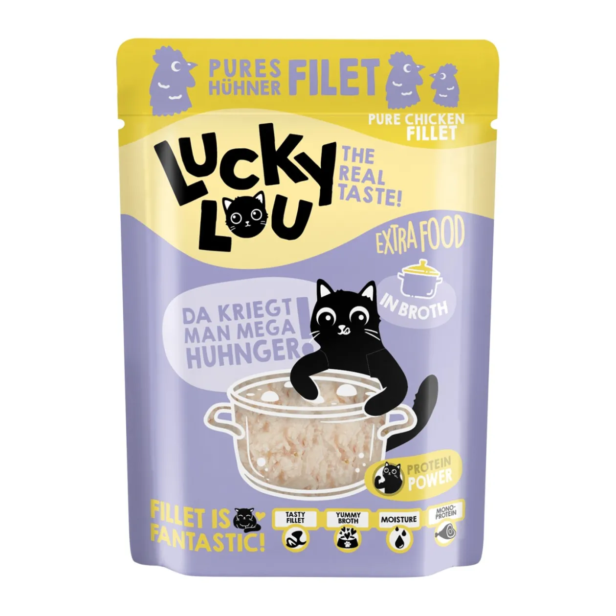 Lucky Lou Nourriture humide chat Extra Food Adulte en court-bouillon Poulet 12x70 g