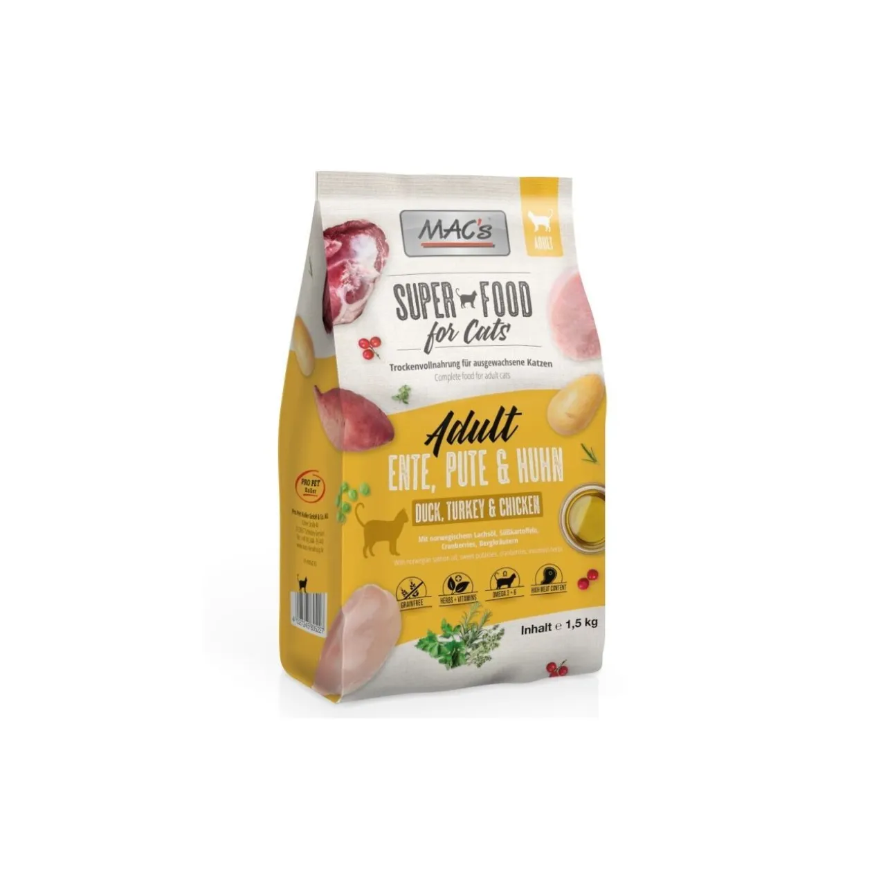 MAC's MAC’s Superfood for Cats Adult canard, dinde & poulet 1.5kg