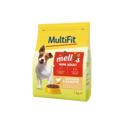 MultiFit Mellos nourriture sèche pour chien adulte, Mini Volaille et carottes 1 kg