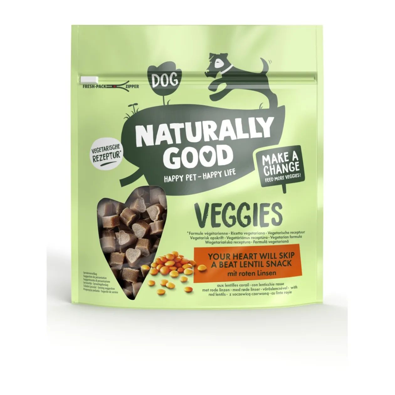 Naturally Good Veggies Snack d’entraînement Coeurs aux lentilles rouges 200 g