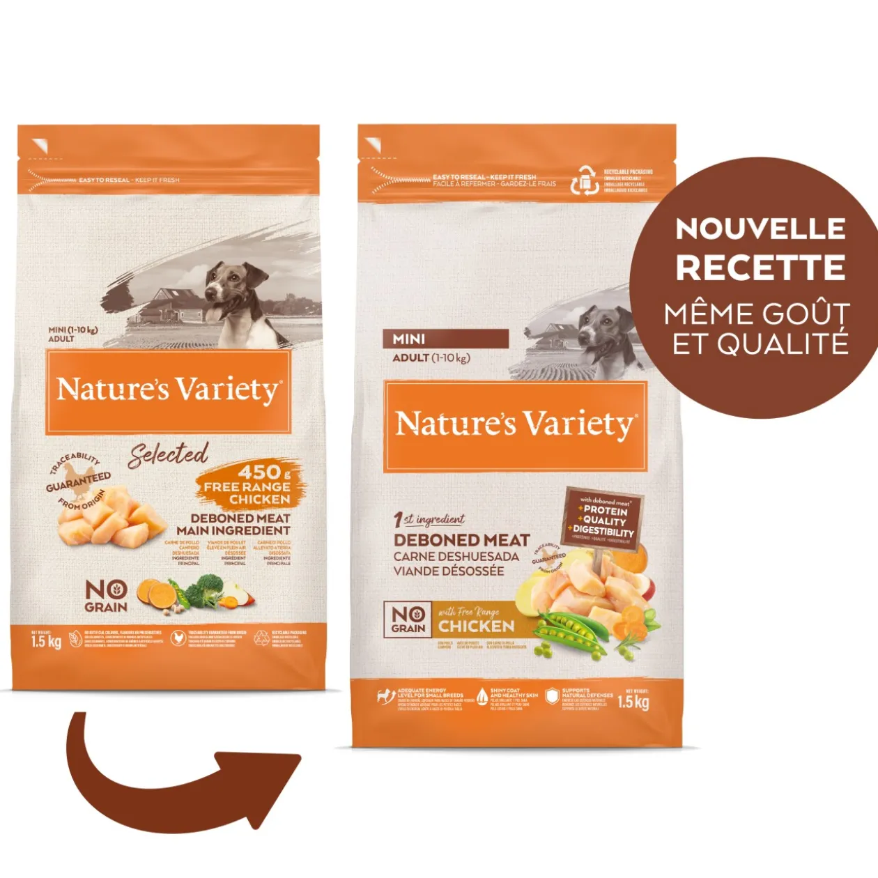 Nature's Variety No Grain Mini Adulte poulet 1,5 kg