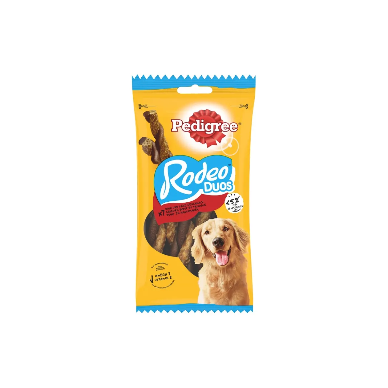 Pedigree Rodeo Duos Recompenses au Bœuf et Saveur Fromage pour Chien 7pcs 123g