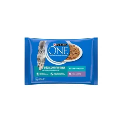 Purina ONE - Sachets pour Chat d'Intérieur au Veau et au Thon 4 x 85 g