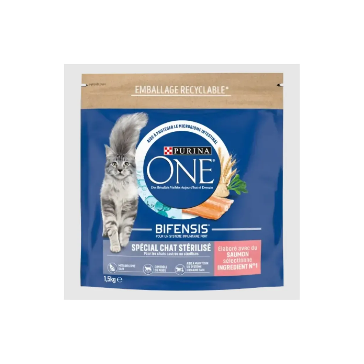 Purina ONE Croquettes pour Chat Stérilisé au Saumon et au Blé 1,5 kg