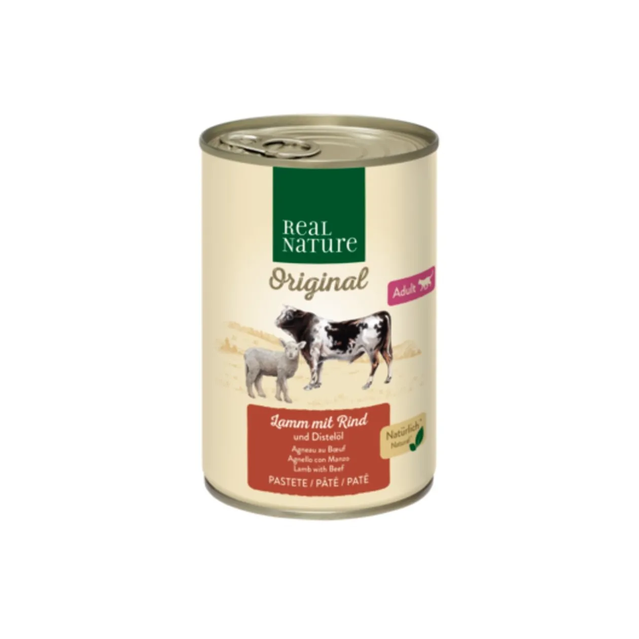 REAL NATURE Adult agneau au bœuf et à l’huile de chardon 6x400 g