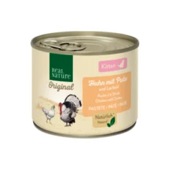 REAL NATURE Original nourriture humide pour chat, chaton poulet à la dinde et à l’huile de saumon 6x200 g