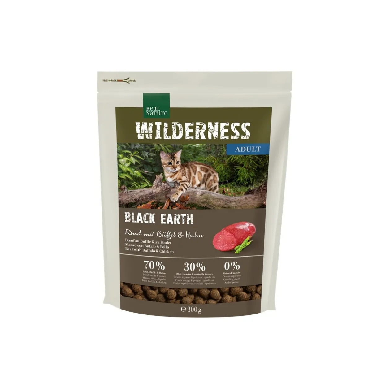 REAL NATURE WILDERNESS Black Earth Adult Bœuf, buffle et poulet 300 g