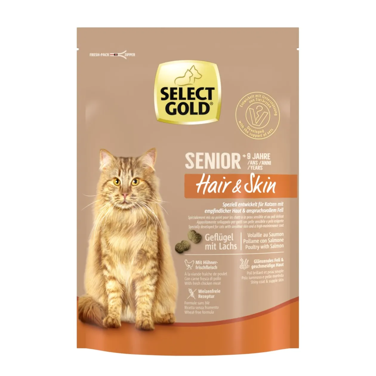SELECT GOLD Hair+Skin Senior Volaille & saumon 300 g