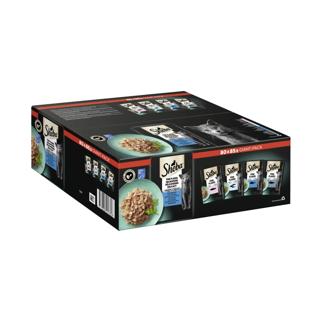 Sheba Multipack Giant-Pack Délicatesse en gelée de poisson Variation MSC 80 x 85 g
