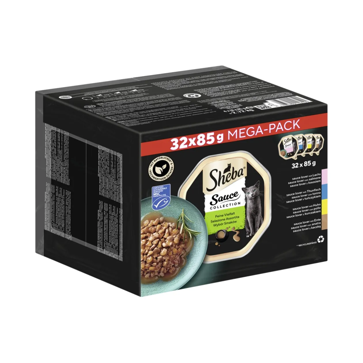 Sheba Multipack Mega-Pack Sauce Collection Fine variété MSC 32 x 85 g