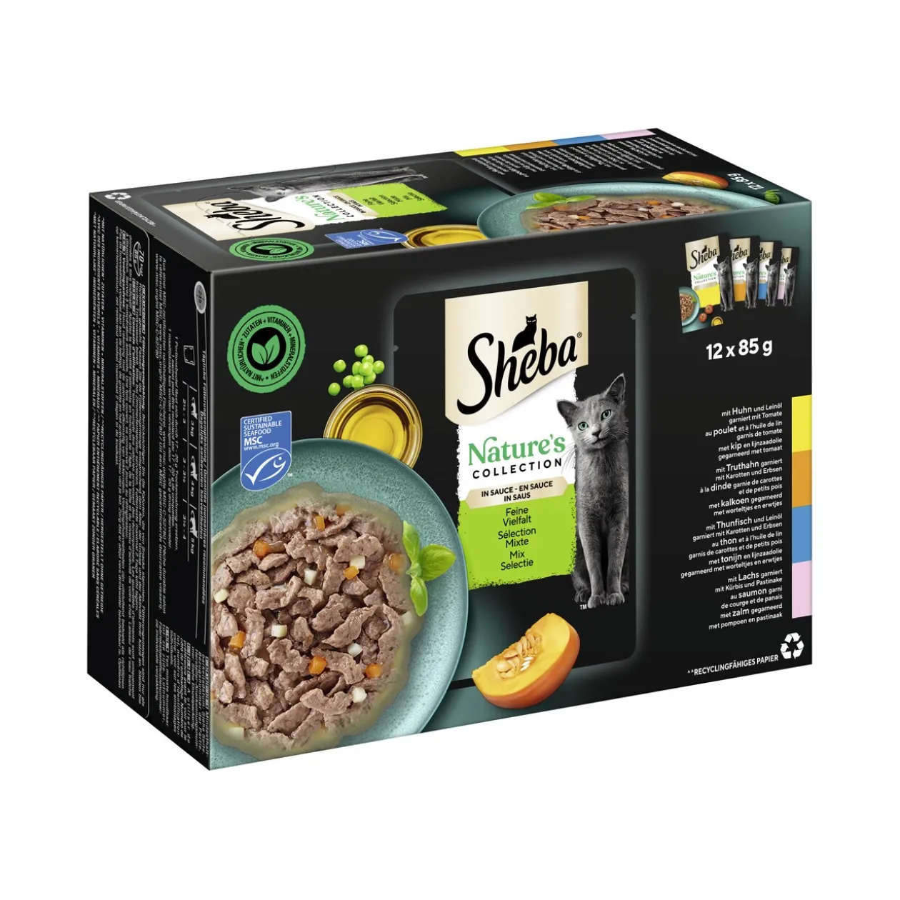 Sheba Nature’s Collection en sauce fine variété 12 x 85 g Feine Vielfalt (MSC)