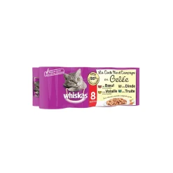 Whiskas Boîtes La Carte Mer et Campagne en Gelée 4 variétés pour chat 8x390g