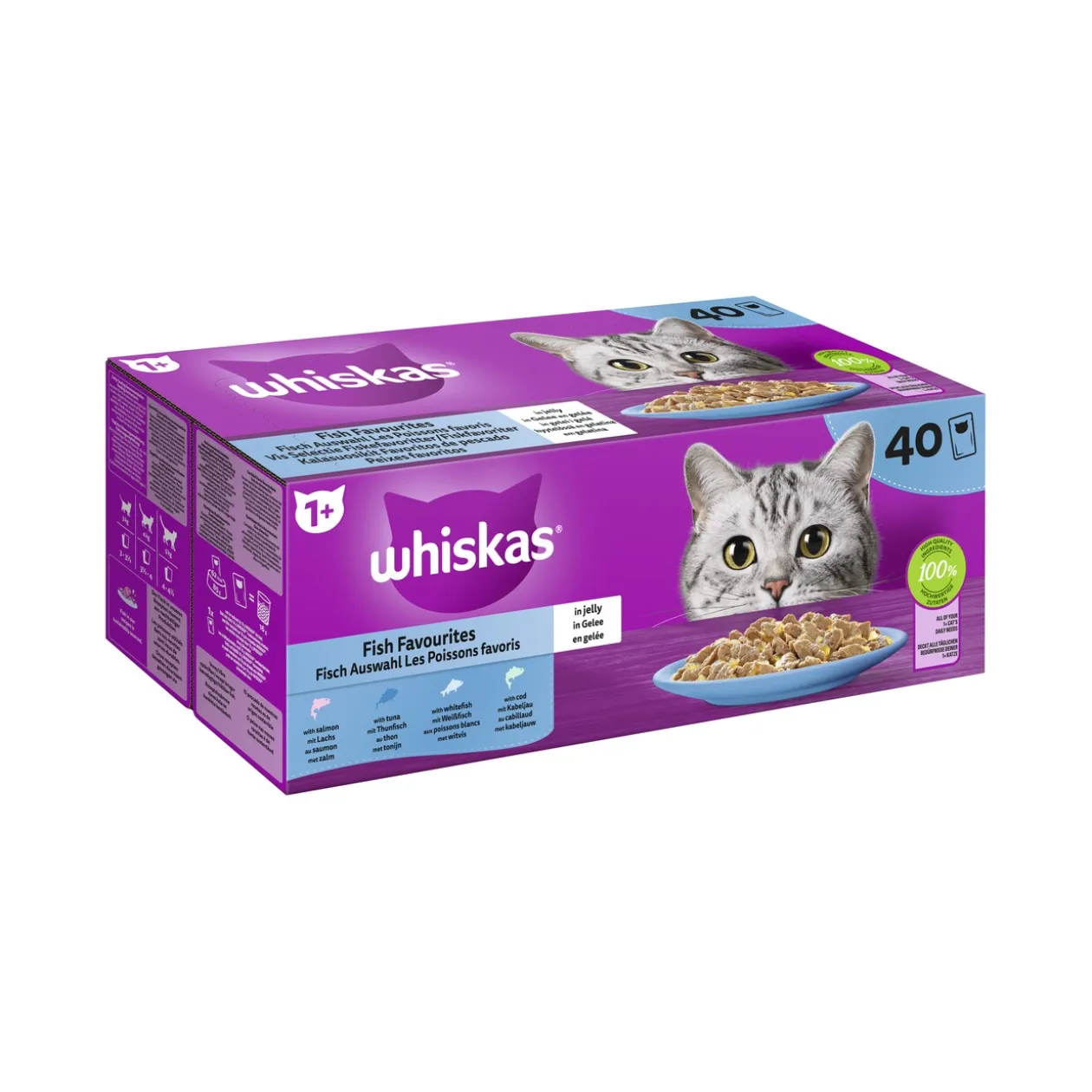 Whiskas Mega Pack 1+ sélection de poisson en gelée 40 x 85 g
