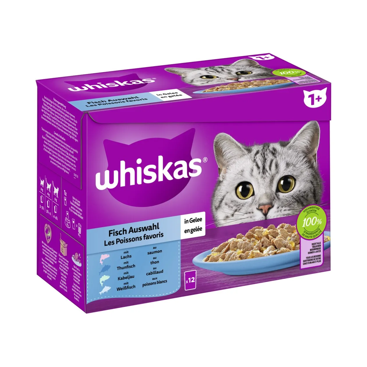 Whiskas Multipack 1+ Sélection de poisson en gelée 12 x 85 g