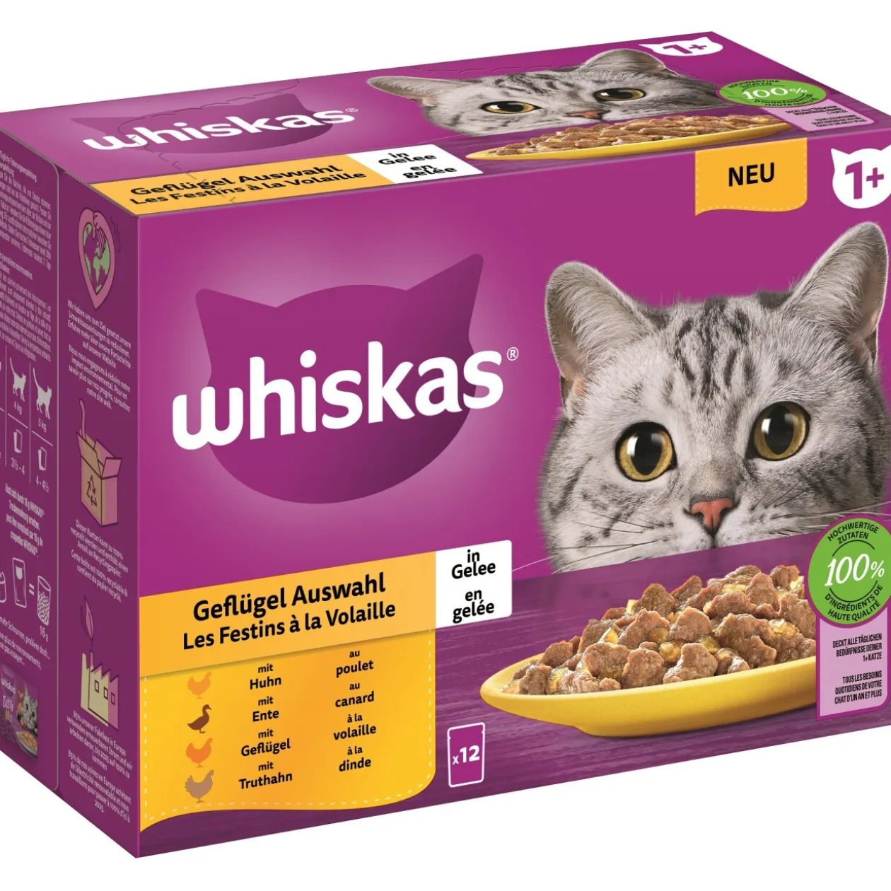 Whiskas Multipack 1+ sélection de volaille en gelée 12 x 85 g