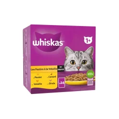 Whiskas Sachets fraîcheur Les Festins à la Volaille en sauce 4 variétés pour chat adulte 24x85g