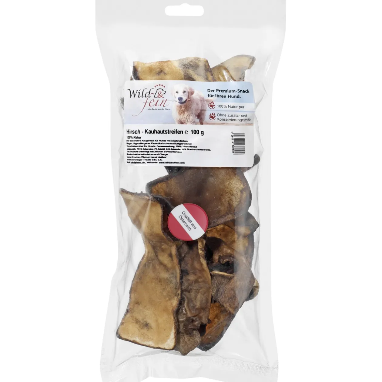 Wild & Fein Bandes de peau de cerf à mastiquer WIFE 100 g