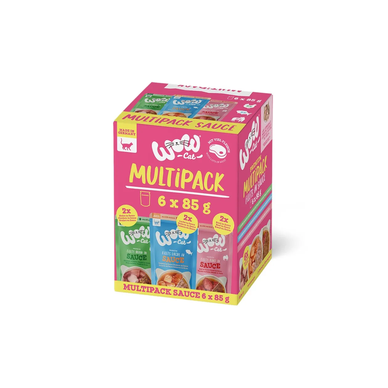 WOW nourriture humide pour chat, adulte, multipack, sauce 6x85 g